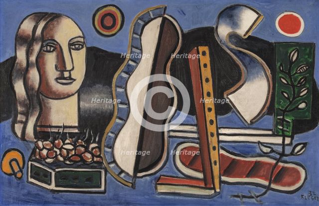 Objets contrastés sur fond bleu, 1932. Creator: Fernand Leger.