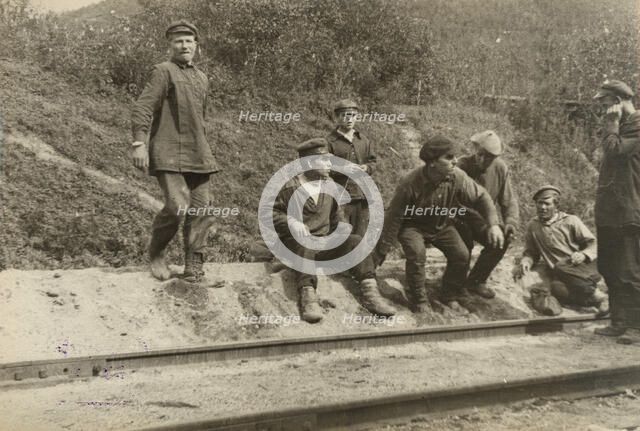 Obluchye station - Local residents near the expedition carriage, 1929. Creator: Unknown.