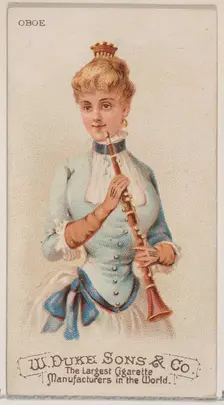 Oboe, from the Musical Instruments series (N82) for Duke brand cigarettes, 1888., 1888. Creator: Schumacher & Ettlinger