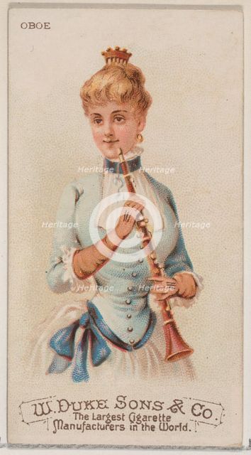 Oboe, from the Musical Instruments series (N82) for Duke brand cigarettes, 1888., 1888. Creator: Schumacher & Ettlinger.