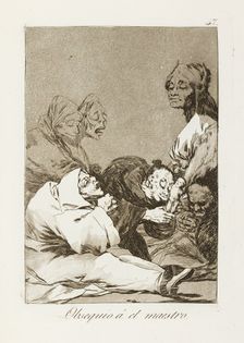 Obsequio á el maestro.; Los Caprichos, pl.47, 1799. Creator: Francisco Goya