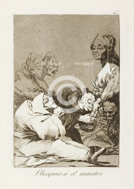 Obsequio á el maestro.; Los Caprichos, pl.47, 1799. Creator: Francisco Goya.