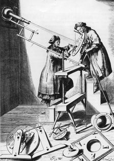 Observing a solar eclipse, 1673. Creator: Unknown