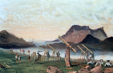 Observing a total solar eclipse, 1851 (1857). Creator: Anon