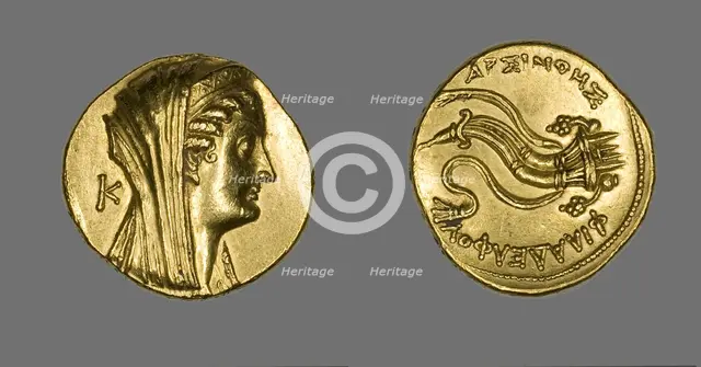Octadrachm (Coin) Portraying Arsinoe II, 261 BCE, Issued by Ptolemy II Reign of Arsinoe II..., 276-2 Creator: Unknown.