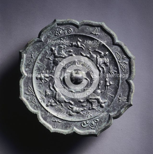 Octafoil Mirror with Hunters and Prey, late 7th-early 8th century. Creator: Unknown.