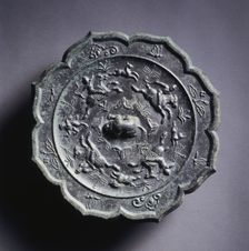 Octafoil Mirror with Hunters and Prey, late 7th-early 8th century. Creator: Unknown