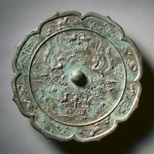 Octafoil Mirror with Paired Phoenixes, Birds, and Flowers, late 700s. Creator: Unknown