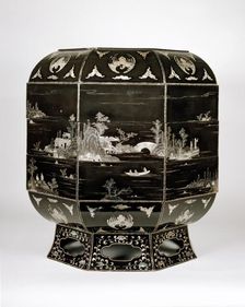 Octagonal box with landscape, 17th-18th century