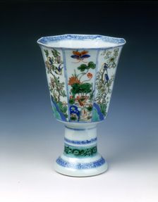 Octagonal famille verte stem cup, Qing dynasty, China, 1683-1700. Creator: Unknown