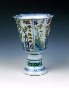 Octagonal famille verte stem cup, Qing dynasty, China, 1683-1700. Creator: Unknown