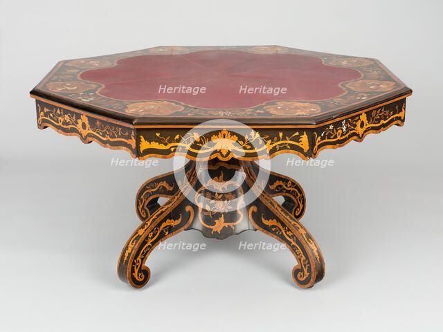 Octagonal Library Table, London, c. 1840; designed 1832. Creators: Richard Hicks Bridgens, Edward Holmes Baldock.