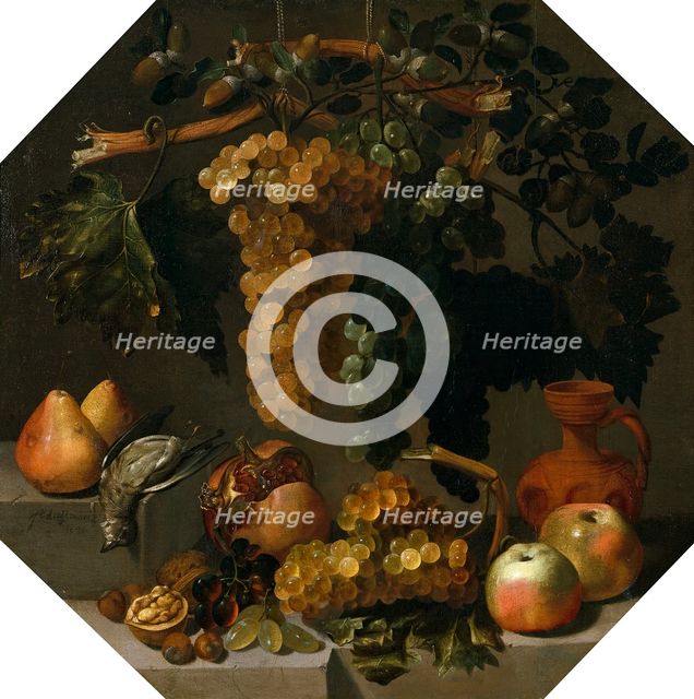 Octagonal Still Life with Bunches of Grapes, c1650. Creator: Juan Bautista de Espinosa.