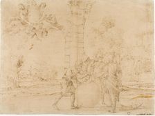 Octavian, Mark Antony, and Lepidus Dividing the Roman Empire, with Bologna in the..., c.1622. Creator: Francesco Brizio