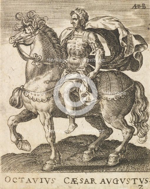 Octavius Caesar Augustus from Twelve Caesars on Horseback, ca. 1565-1587., ca. 1565-1587. Creator: Abraham de Bruyn.