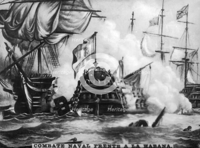 October 12th 1747, Naval Battle, 1920s. Artist: Unknown
