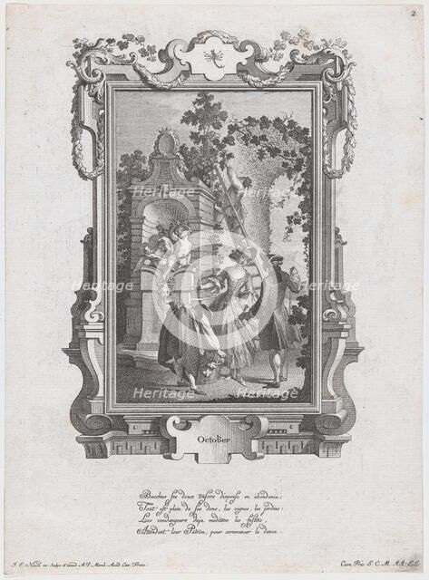 October. From a Series of Twelve Months of the Year, ca. 1766. Creator: Johann Esaias Nilson.