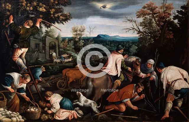 'October' (from the series 'The Seasons'), late 16th or early 17th century. Artist: Leandro Bassano