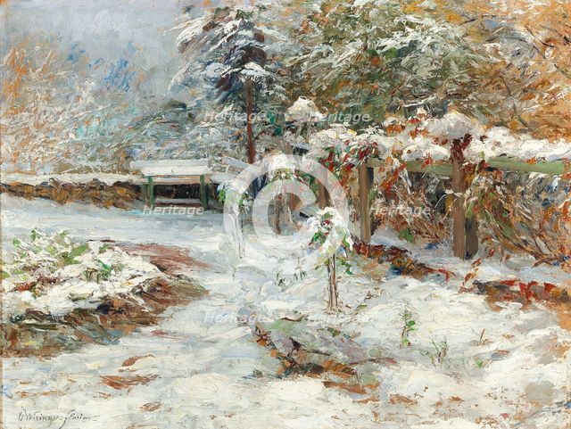 October snow, motiv from the garden of castle Hartenstein, 1926. Creator: Wisinger-Florian, Olga (1844-1926).