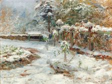 October snow, motiv from the garden of castle Hartenstein, 1926. Creator: Wisinger-Florian, Olga (1844-1926)