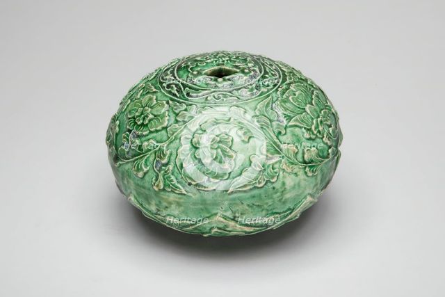 Ocarina (Whistle) with Scrolling Flower Heads, Lotus Leaves..., Ming dynasty (1368-1644). Creator: Unknown.