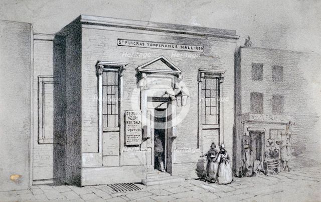 Occasional Chapel, Weir's Passage and Temperance Hall, St Pancras, London, 1855. Artist: Thomas Hosmer Shepherd