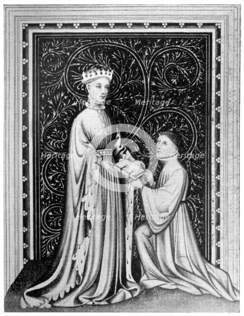 Occleve the poet and King Henry V, c1410, (1910). Artist: Unknown