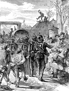 Occupying German soldiers leaving Paris after the Franco-Prussian War, 1871 (c1880)