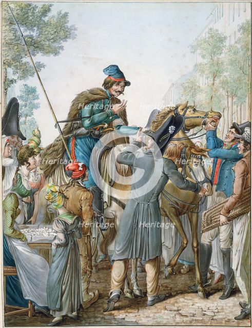 Occupation russe à Paris (Russian Cossacks in Paris, 1814), 1814-1817. Creator: Opiz, Georg Emanuel (1775-1841).
