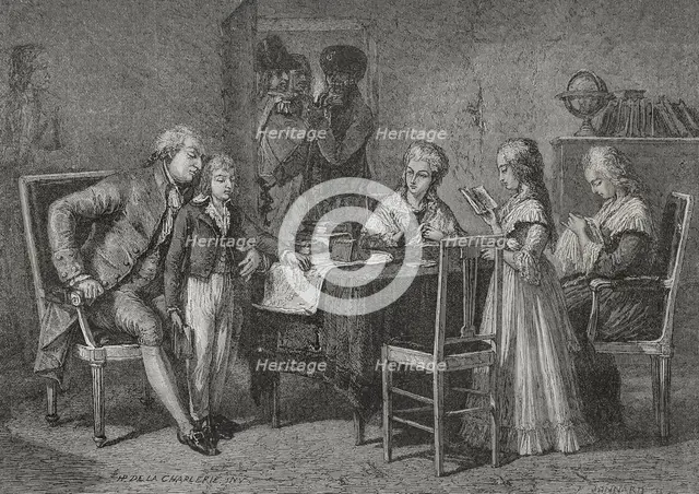 Occupations of the royal family in the Temple prison, 1876.  Creators: Hippolyte de la Charlerie, Jonnard.