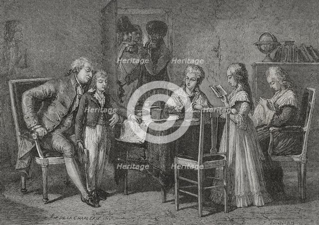 Occupations of the royal family in the Temple prison, 1876.  Creators: Hippolyte de la Charlerie, Jonnard.