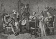 Occupations of the royal family in the Temple prison, 1876. Creators: Hippolyte de la Charlerie, Jonnard