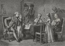 Occupations of the royal family in the Temple prison, 1876. Creators: Hippolyte de la Charlerie, Jonnard