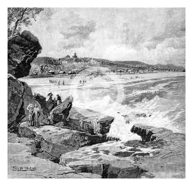Ocean beach, Sydney, New South Wales, Australia, 1886.Artist: Frederic B Schell
