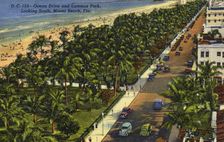 Ocean Drive and Lummus Park, looking south, Miami Beach, Florida, USA, 1946