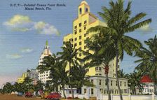 Ocean front hotels, Miami Beach, Florida, USA, 1941