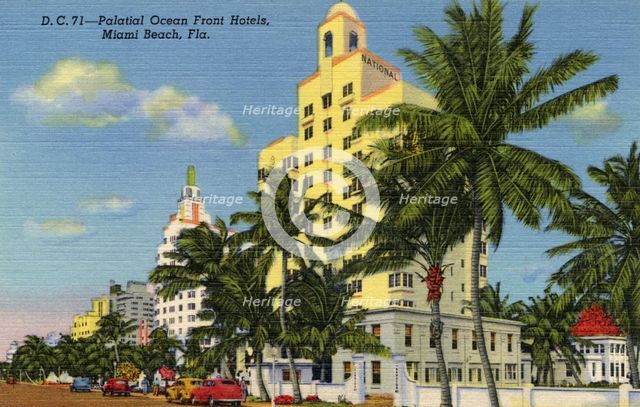Ocean front hotels, Miami Beach, Florida, USA, 1941. Artist: Unknown