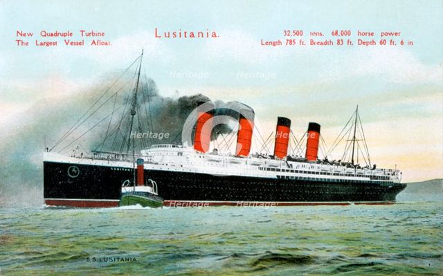 Ocean liner RMS 'Lusitania', 20th century. Artist: Unknown