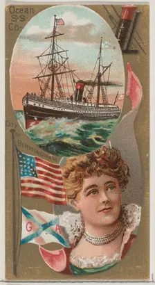 Ocean Steamship Company, from the Ocean and River Steamers series (N83) for Duke brand cig..., 1887. Creator: Unknown