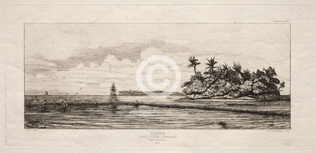 Oceania: Fishing near Islands with Palms in the Uea or Wallis Group, 1845, 1863. Creator: Charles Meryon (French, 1821-1868).