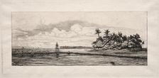 Oceania: Fishing near Islands with Palms in the Uea or Wallis Group, 1863. Creator: Charles Meryon (French, 1821-1868)