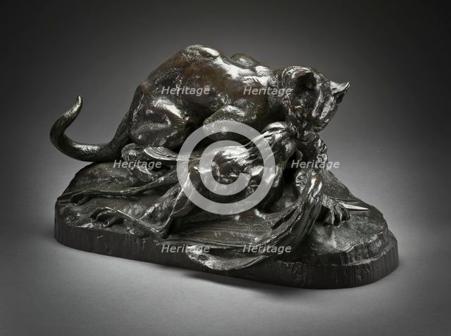 Ocelot Carrying Off a Heron (image 1 of 2), c.1850. Creator: Antoine-Louis Barye.