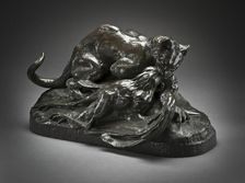 Ocelot Carrying Off a Heron (image 1 of 2), c.1850. Creator: Antoine-Louis Barye
