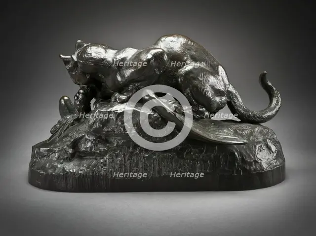 Ocelot Carrying Off a Heron (image 2 of 2), c.1850. Creator: Antoine-Louis Barye.