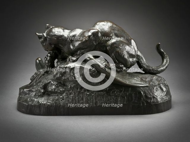 Ocelot Carrying Off a Heron (image 2 of 2), c.1850. Creator: Antoine-Louis Barye.