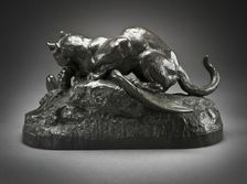 Ocelot Carrying Off a Heron (image 2 of 2), c.1850. Creator: Antoine-Louis Barye