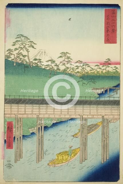 Ochanomizu in the Eastern Capital (Toto Ochanomizu), from the series "Thirty-six Views..., 1858. Creator: Ando Hiroshige.