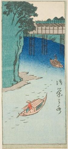 Ochanomizu, section of a sheet from the series "Cutout Pictures of Famous Places in..., 1857. Creator: Ando Hiroshige