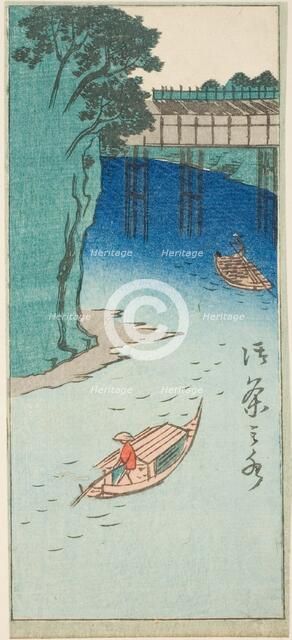 Ochanomizu, section of a sheet from the series "Cutout Pictures of Famous Places in..., 1857. Creator: Ando Hiroshige.