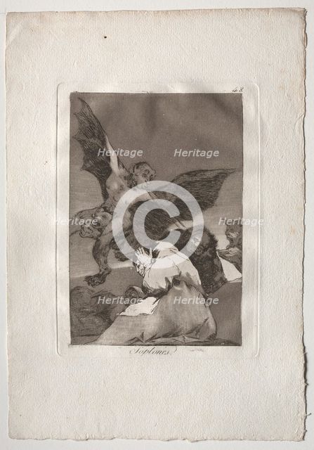 Ochenta Caprichos: Tale-Bearers-Blasts of Wind, 1793-1798. Creator: Francisco de Goya (Spanish, 1746-1828).